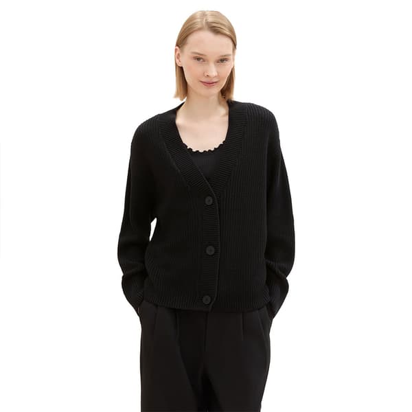 Tom Tailor V Neck Cardigan Sort XS Kvinde
