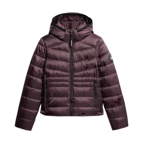 Superdry Fuji quilt vadderad Jkt dunjacka med huva för kvinnor - Violett-aubergine - 100 % polyester - Dragkedja