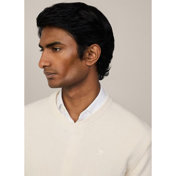 Hackett Lambswool Tröja Med V-ringning Vit L Man