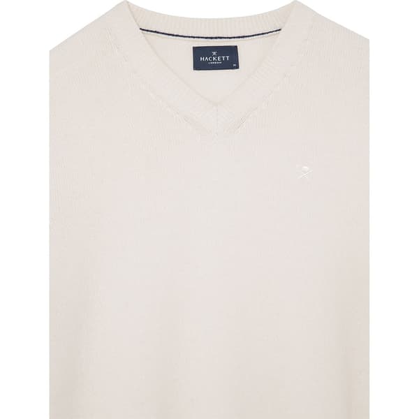 Hackett Lambswool Tröja Med V-ringning Vit L Man