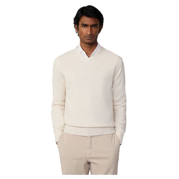 Hackett Lambswool Tröja Med V-ringning Vit L Man