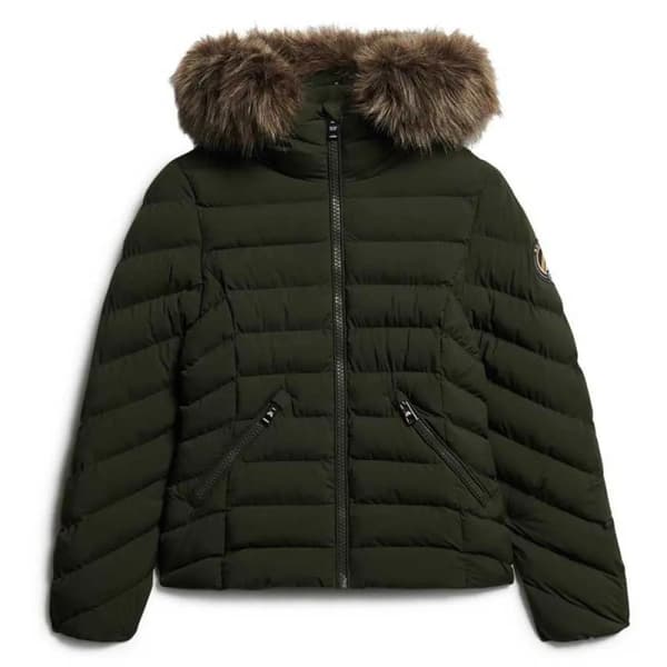 Superdry Fuji Faux Fur Padded Jakke Grøn S Kvinde