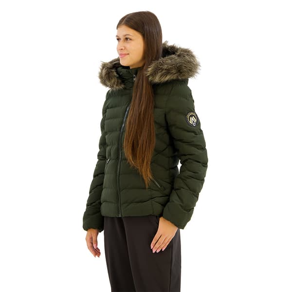 Superdry Fuji Faux Fur Padded Jakke Grøn S Kvinde