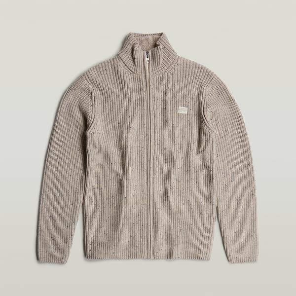G-star Double Collar Tröja Med Hel Dragkedja Beige L Man