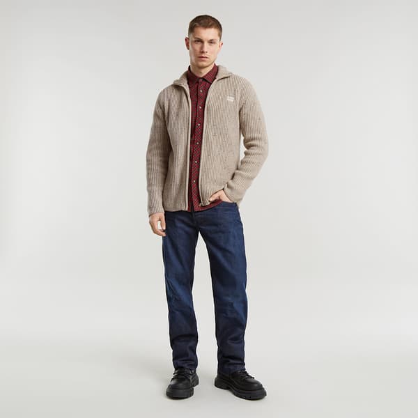 G-star Double Collar Tröja Med Hel Dragkedja Beige L Man