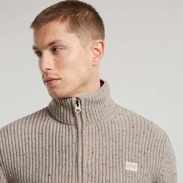 G-star Double Collar Tröja Med Hel Dragkedja Beige L Man