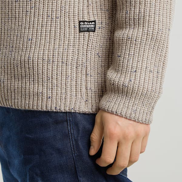G-star Double Collar Tröja Med Hel Dragkedja Beige L Man
