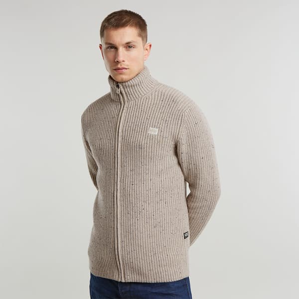 G-star Double Collar Tröja Med Hel Dragkedja Beige L Man