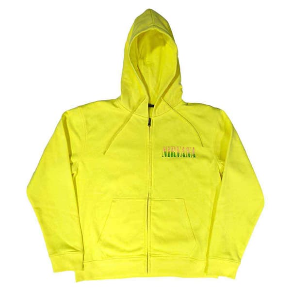 Nirvana Sorbet Ray Grunge Face Zipped Hoodie Yellow S