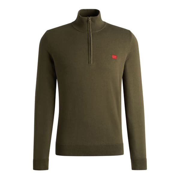 Hugo San Quintus C Halv Lynlås Sweater Grøn M Mand