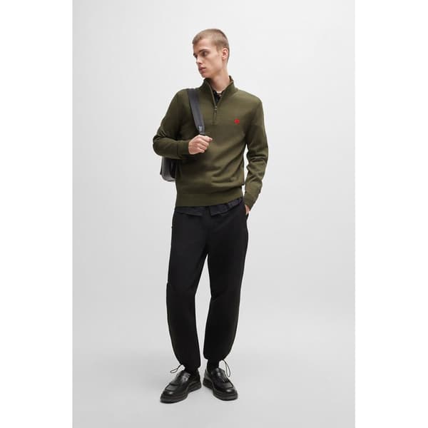 Hugo San Quintus C Halv Lynlås Sweater Grøn M Mand