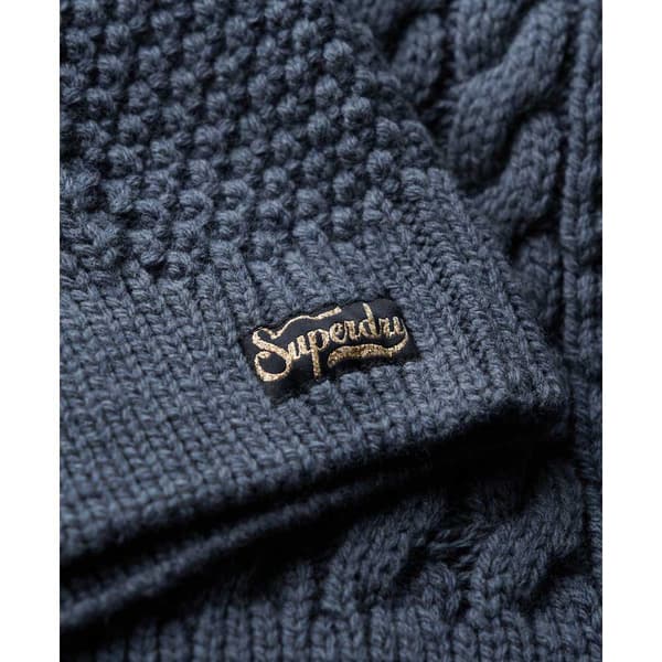 Superdry Aran Cable Knit Tröja Med Hög Krage Blå S Kvinna