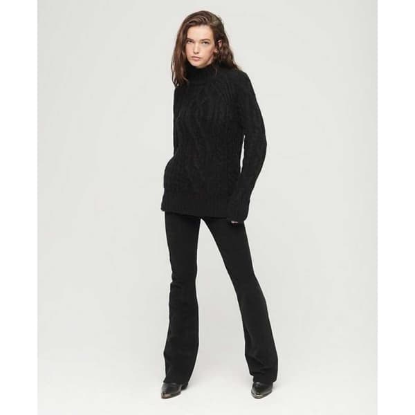 Superdry High Neck Cable Tröja Svart XS Kvinna