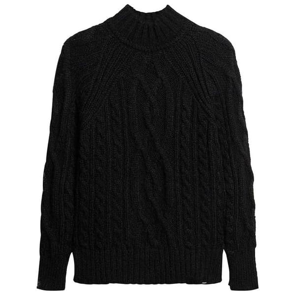 Superdry High Neck Cable Tröja Svart XS Kvinna