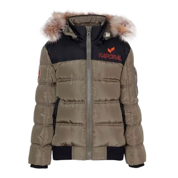 Dunjacka för barn - Kaporal Momir - Khaki - Långa ärmar - Avtagbar huva