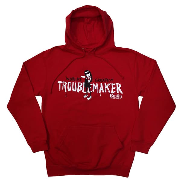 Emily The Strange Troublemaker Pullover Hoodie Red L