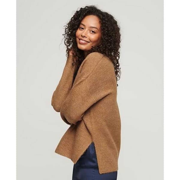 Superdry Oversized Tröja Med V-ringning Beige M Kvinna