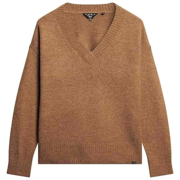 Superdry Oversized Tröja Med V-ringning Beige M Kvinna