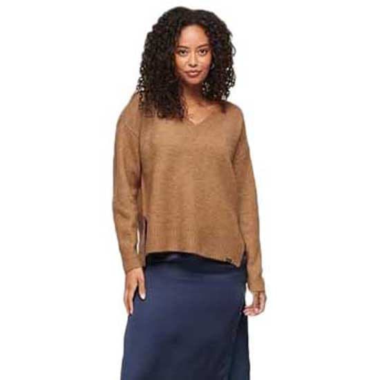 Superdry Oversized Tröja Med V-ringning Beige M Kvinna