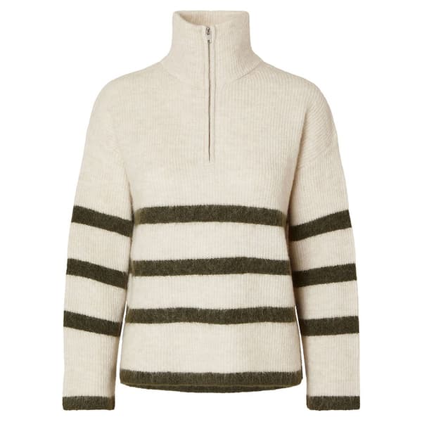 Selected Maline Halv Dragkedja Tröja Beige L Kvinna