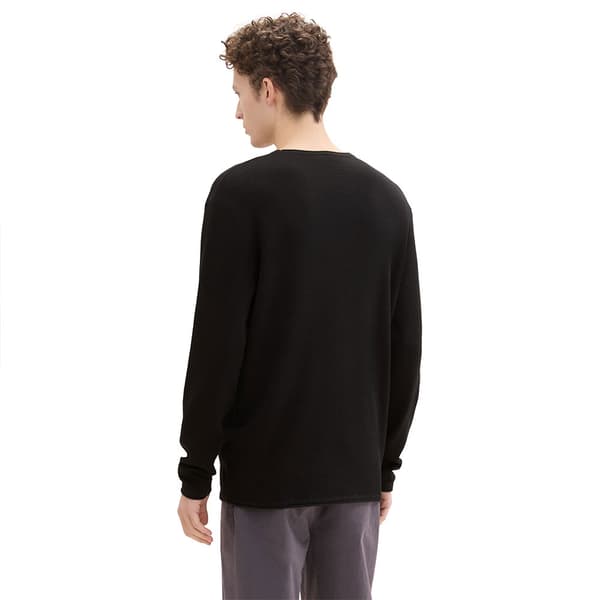 Tom Tailor Structured Roll Edge Knit Trøje Sort M Mand