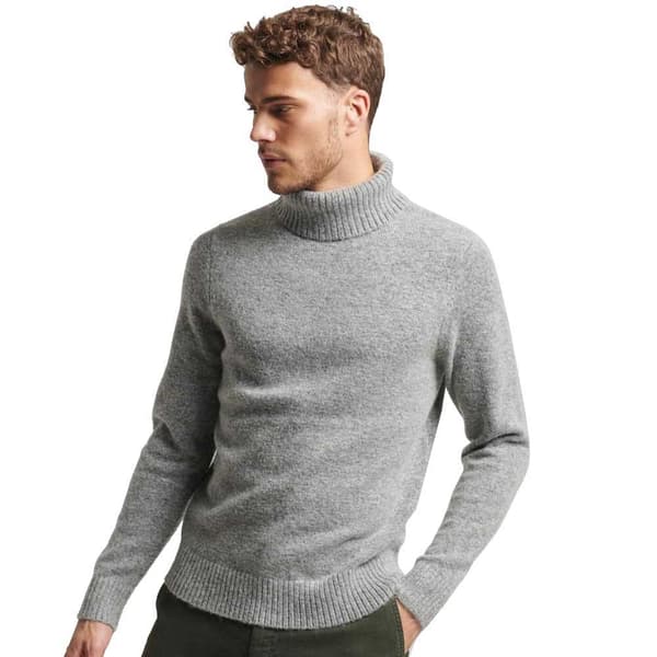 Superdry Brushed Striktrøje Med Høj Hals Grå S Mand