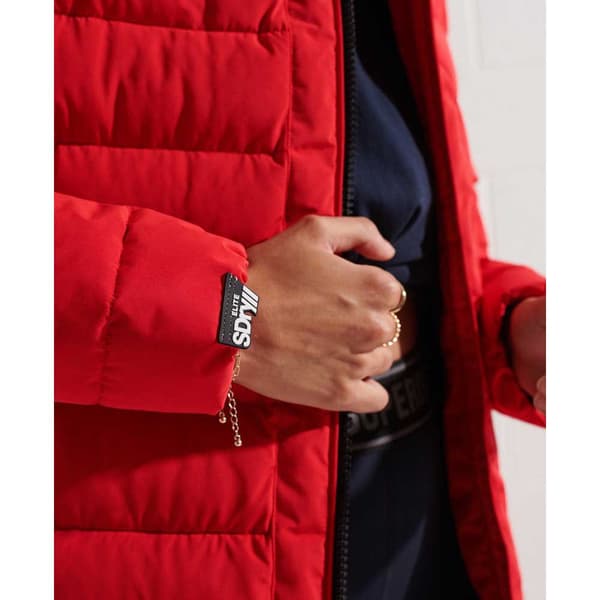 Superdry New Arctic Long Puffer Jakke Rød M Kvinde