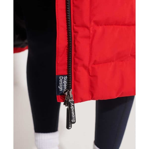 Superdry New Arctic Long Puffer Jakke Rød M Kvinde