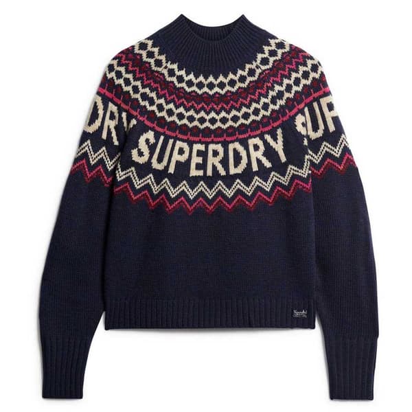 Superdry Fairisle Branded Jumper Neulepaita Sininen M Nainen