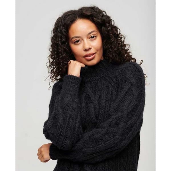 Superdry High Neck Cable Neulepaita Sininen XS Nainen