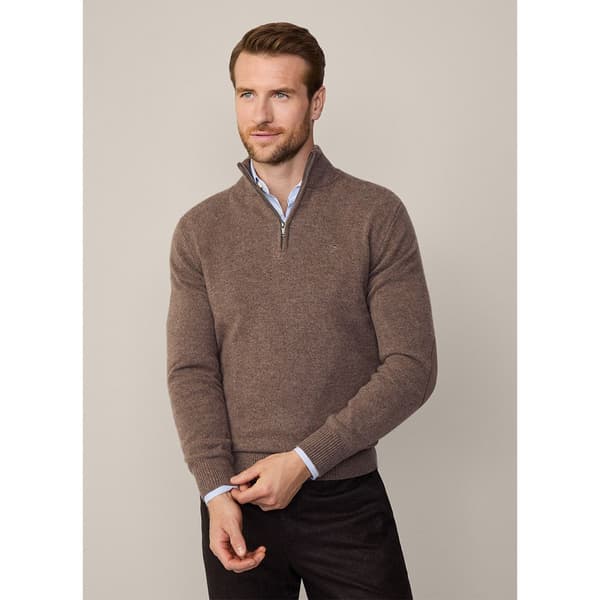 Hackett Lambswool Halv Dragkedja Tröja Brun 2XL Man