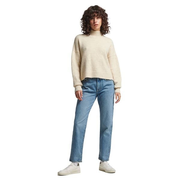Superdry Vintage Essential Mock Neck Trøje Beige L Kvinde