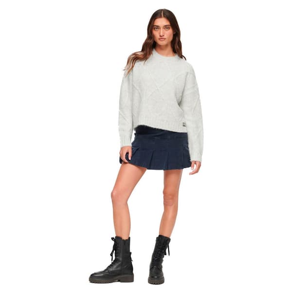 Superdry Chunky Cable Korkeakauluksinen Neulepaita Harmaa S Nainen
