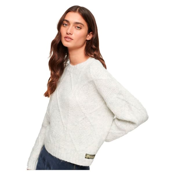 Superdry Chunky Cable Korkeakauluksinen Neulepaita Harmaa S Nainen