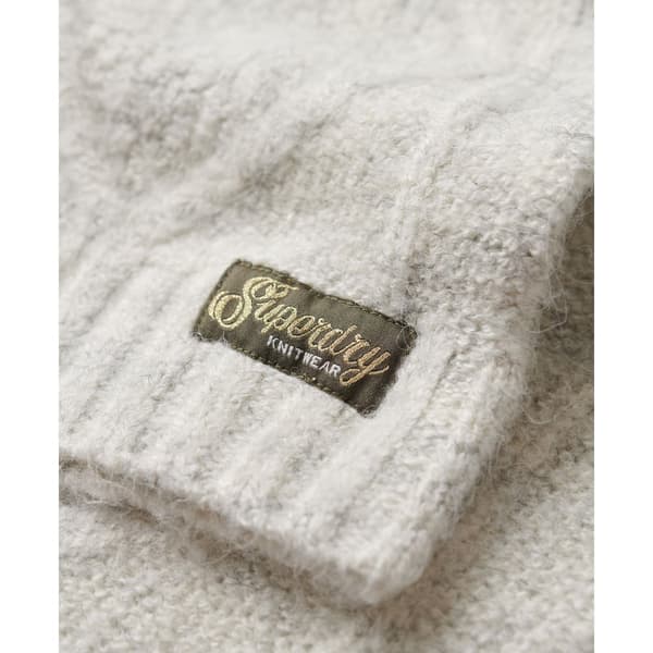Superdry Chunky Cable Korkeakauluksinen Neulepaita Harmaa S Nainen