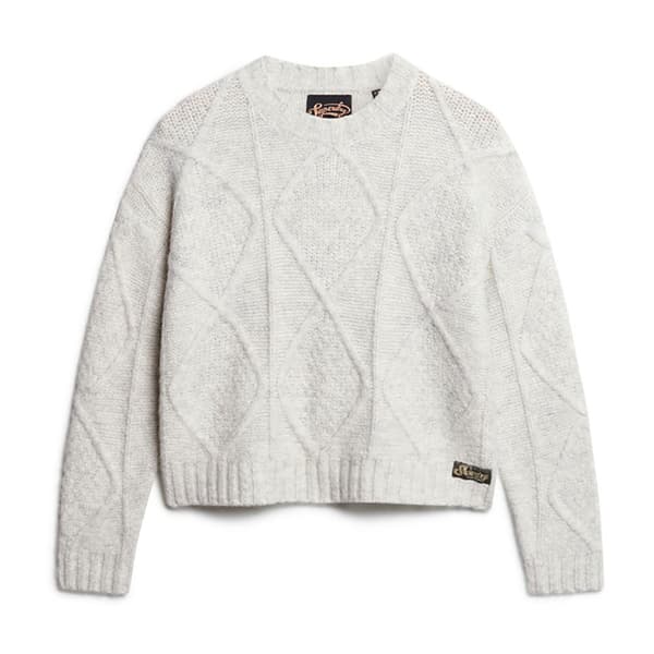Superdry Chunky Cable Korkeakauluksinen Neulepaita Harmaa S Nainen