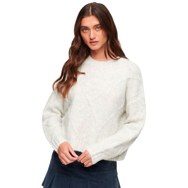 Superdry Chunky Cable Korkeakauluksinen Neulepaita Harmaa S Nainen