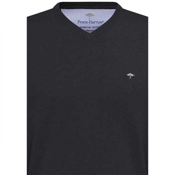 Fynch Hatton Sfpk211 V-hals Sweater Sort 3XL Mand