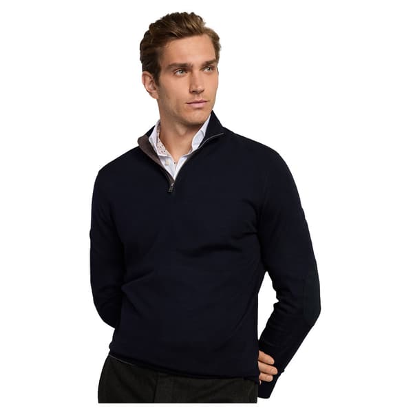 Hackett Merino Silk Halv Dragkedja Tröja Blå XL Man