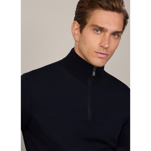 Hackett Merino Silk Halv Dragkedja Tröja Blå XL Man