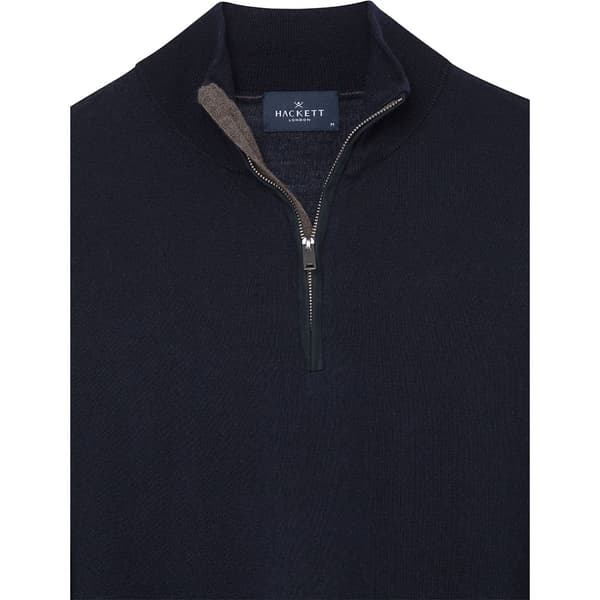 Hackett Merino Silk Halv Dragkedja Tröja Blå XL Man