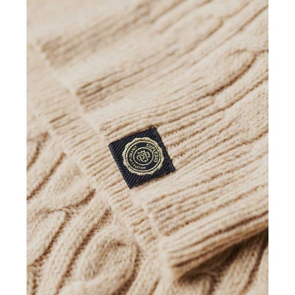 Superdry Fitted Cable Tröja Beige S Kvinna