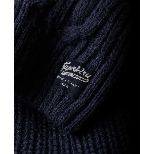 Superdry Jacob Cable Halv Lynlås Sweater Blå XL Mand
