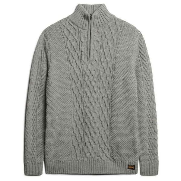 Superdry Jacob Cable Halv Dragkedja Tröja Grå L Man