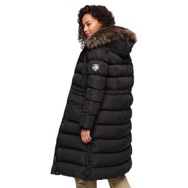 Superdry Everest Faux Fur Longline Jacka Svart XS Kvinna