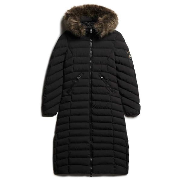 Superdry Fuji Faux Fur Longline Jacka Svart XS Kvinna
