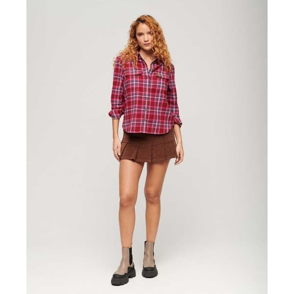 Superdry Lumberjack Check Flannel övertröja Röd 2XS Kvinna