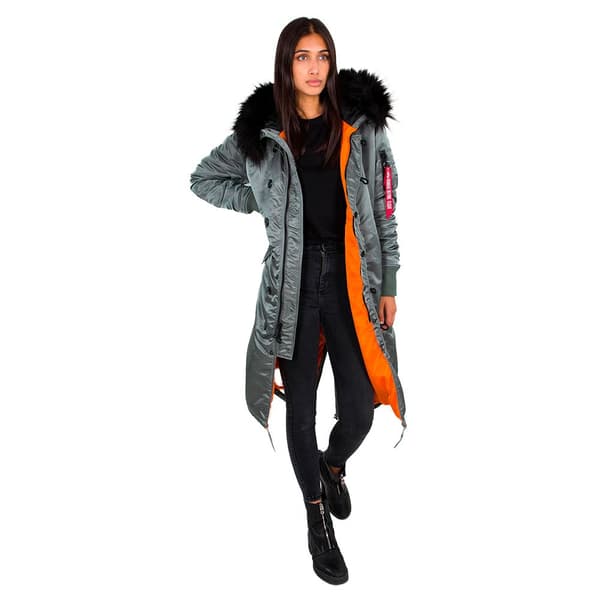 Alpha Industries Long Fishtail Jacka Grönt S Kvinna