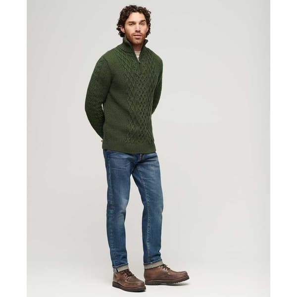 Superdry Jacob Cable Halv Dragkedja Tröja Grönt XL Man