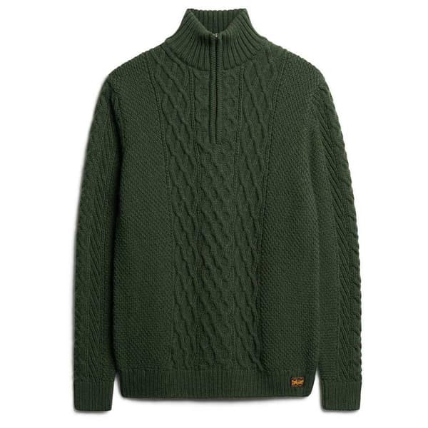 Superdry Jacob Cable Halv Dragkedja Tröja Grönt XL Man